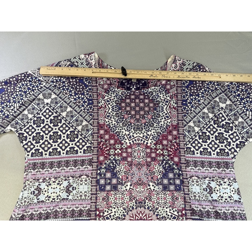 avenue Colorful Paisley Top Womens 22/24 Multicolor All Over Print Short Sleeve - Picture 4 of 8